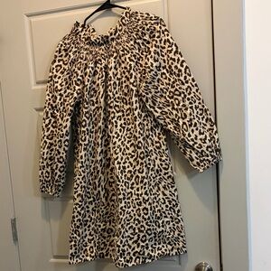 J.Crew Leopard Print Smocked Neck Mini Dress - Cream & Brown